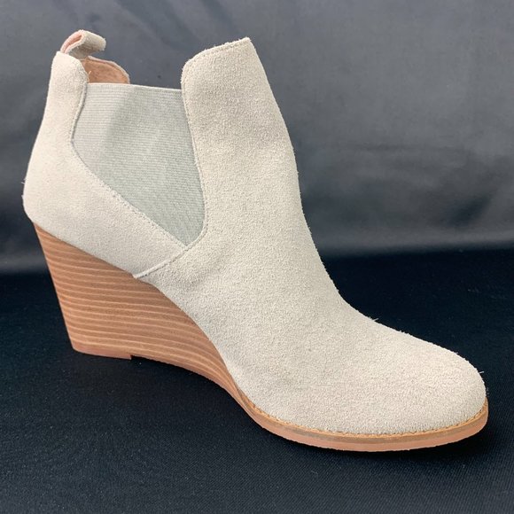 CASLON Willa Oatmeal‎ Gray Suede Chelsea Wedge Booties NWOB - Picture 4 of 11